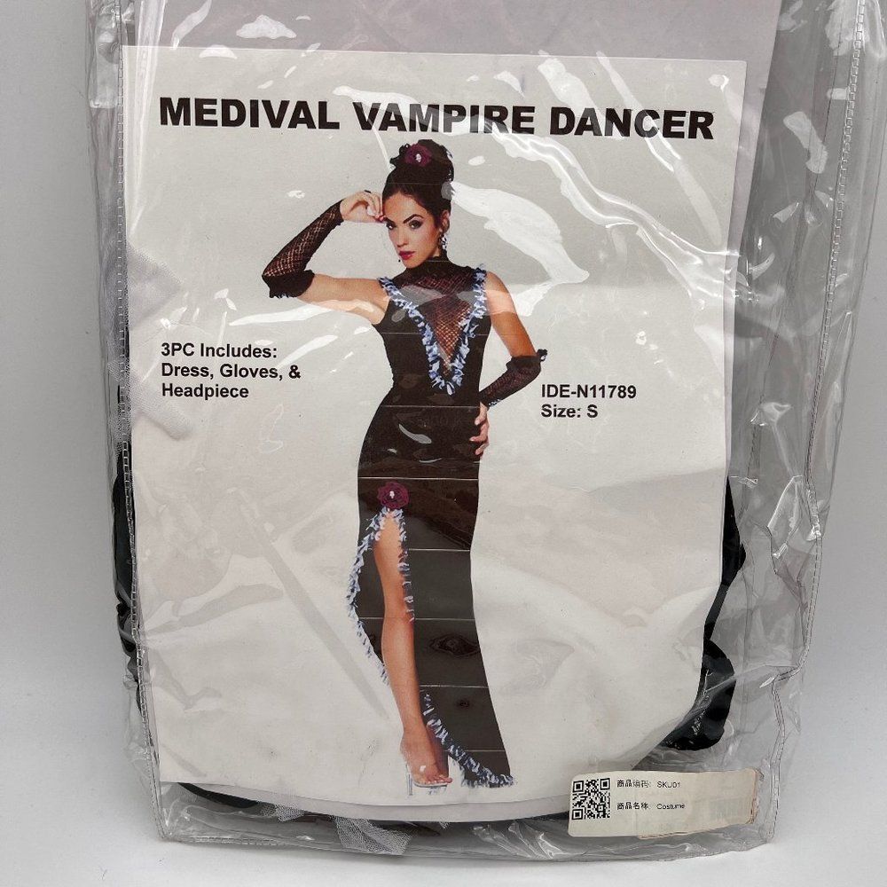 New Medieval Vampire Dancer Costume - Size S - Picture 1 of 4
